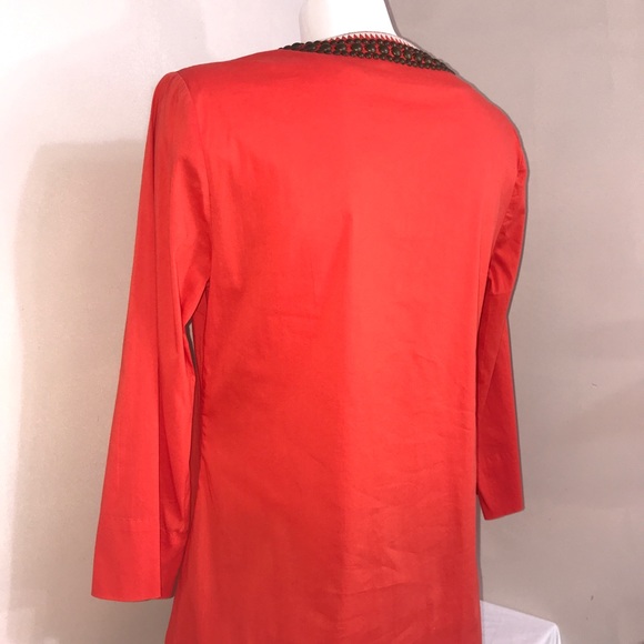 Anne Klein Bright Orange Summery Brass Bead Top - Picture 9 of 14